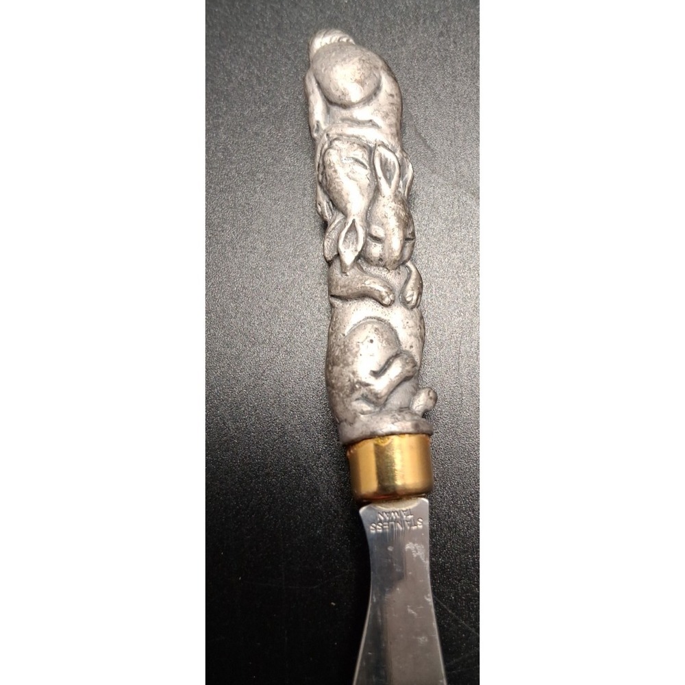 Pewter Cat, Ram, Fish, Rabbit Stainless Steel Butter knives - Picture 8 of 16